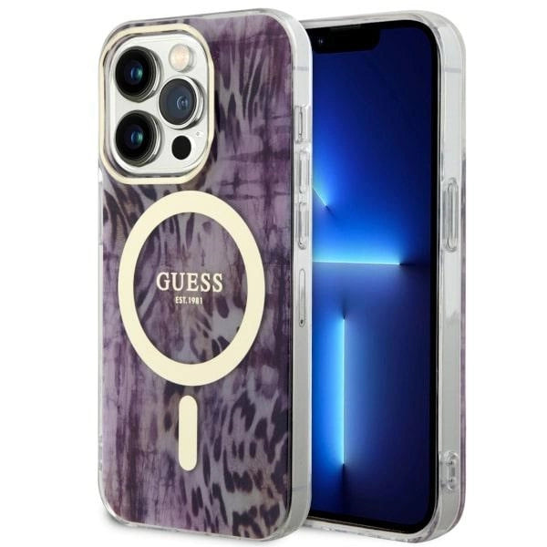 Guess GUHMP14LHLEOPWP iPhone 14 Pro 6,1" pink/pink hardcase Leopard MagSafe