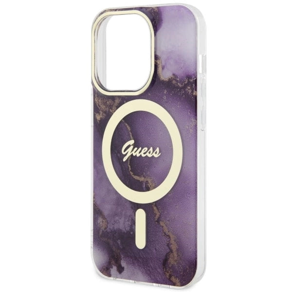 Guess GUHMP14LHTMRSU iPhone 14 Pro 6.1" lilla/lila hardcase Golden Marble MagSafe