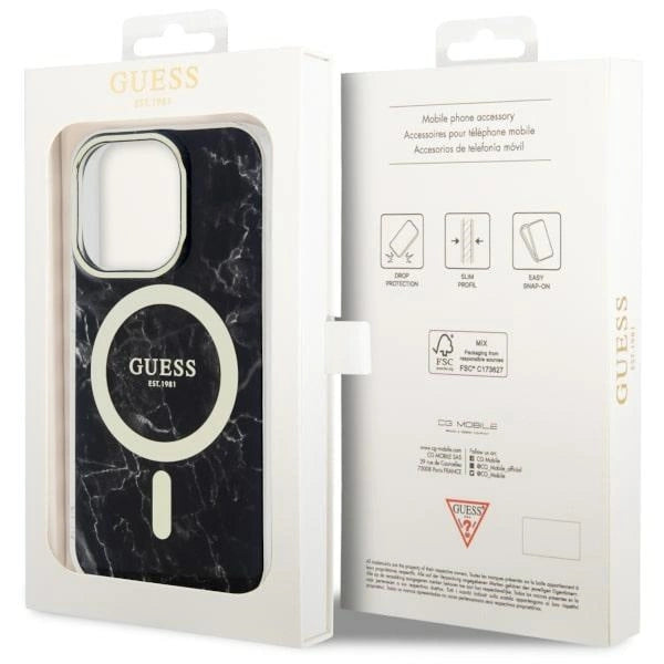 Guess GUHMP14LPCUMAK iPhone 14 Pro 6,1" sort/sort hardcase Marble MagSafe