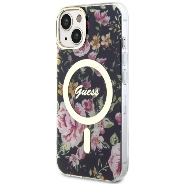 Guess GUHMP14MHCFWSK iPhone 14 Plus 6.7" black/black hardcase Flower MagSafe