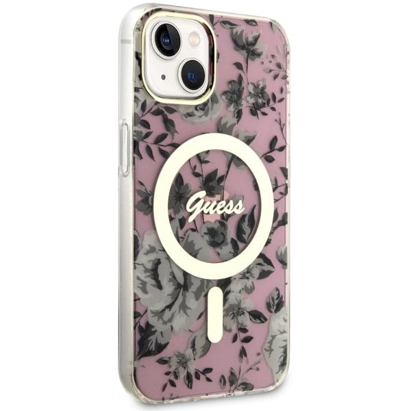 Guess GUHMP14MHCFWSP iPhone 14 Plus 6,7" pink/pink hardcase Flower MagSafe