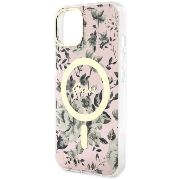 Guess GUHMP14MHCFWSP iPhone 14 Plus 6,7" pink/pink hardcase Flower MagSafe