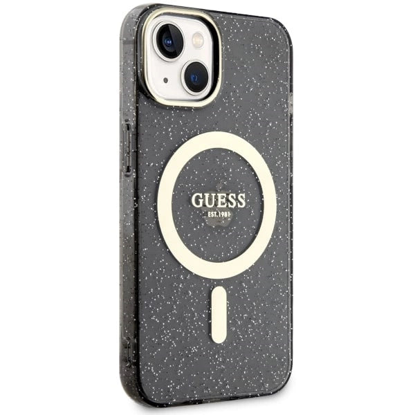 Guess GUHMP14MHCMCGK iPhone 14 Plus 6.7" black/black hardcase Glitter Gold MagSafe