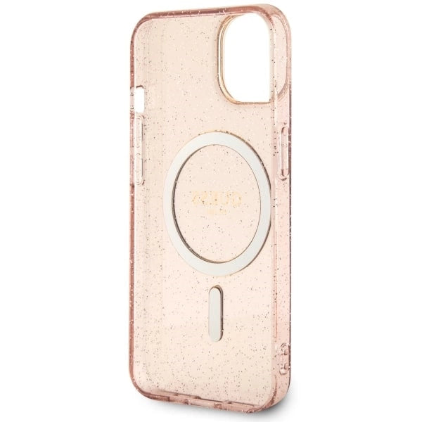 Guess GUHMP14MHCMCGP iPhone 14 Plus 6.7" pink/pink hardcase Glitter Gold MagSafe