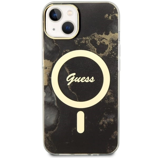 Guess GUHMP14MHTMRSK iPhone 14 Plus 6.7" black/black hardcase Golden Marble MagSafe