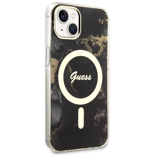 Guess GUHMP14MHTMRSK iPhone 14 Plus 6.7" black/black hardcase Golden Marble MagSafe