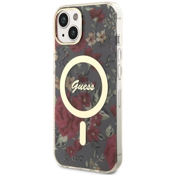 Guess Flower MagSafe case for iPhone 14 - green
