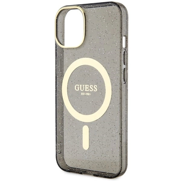 Guess Glitter Gold MagSafe case for iPhone 14 - black