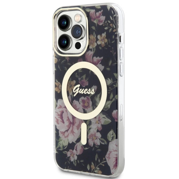 Guess GUHMP14XHCFWSK iPhone 14 Pro Max 6.7" black/black hardcase Flower MagSafe