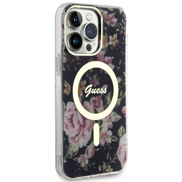 Guess GUHMP14XHCFWSK iPhone 14 Pro Max 6.7" black/black hardcase Flower MagSafe