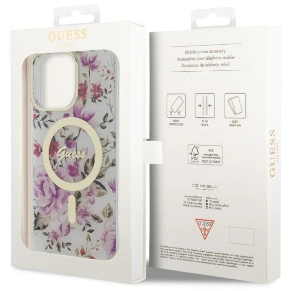 Guess GUHMP14XHCFWST iPhone 14 Pro Max 6.7" gennemsigtige hardcase Flower MagSafe