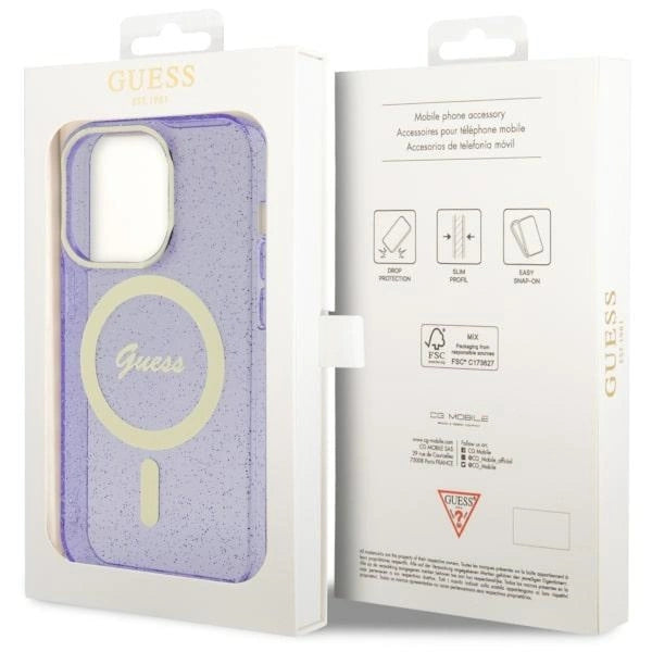 Guess GUHMP14XHCMCGU iPhone 14 Pro Max 6.7" lilla/lila hardcase Glitter Gold MagSafe