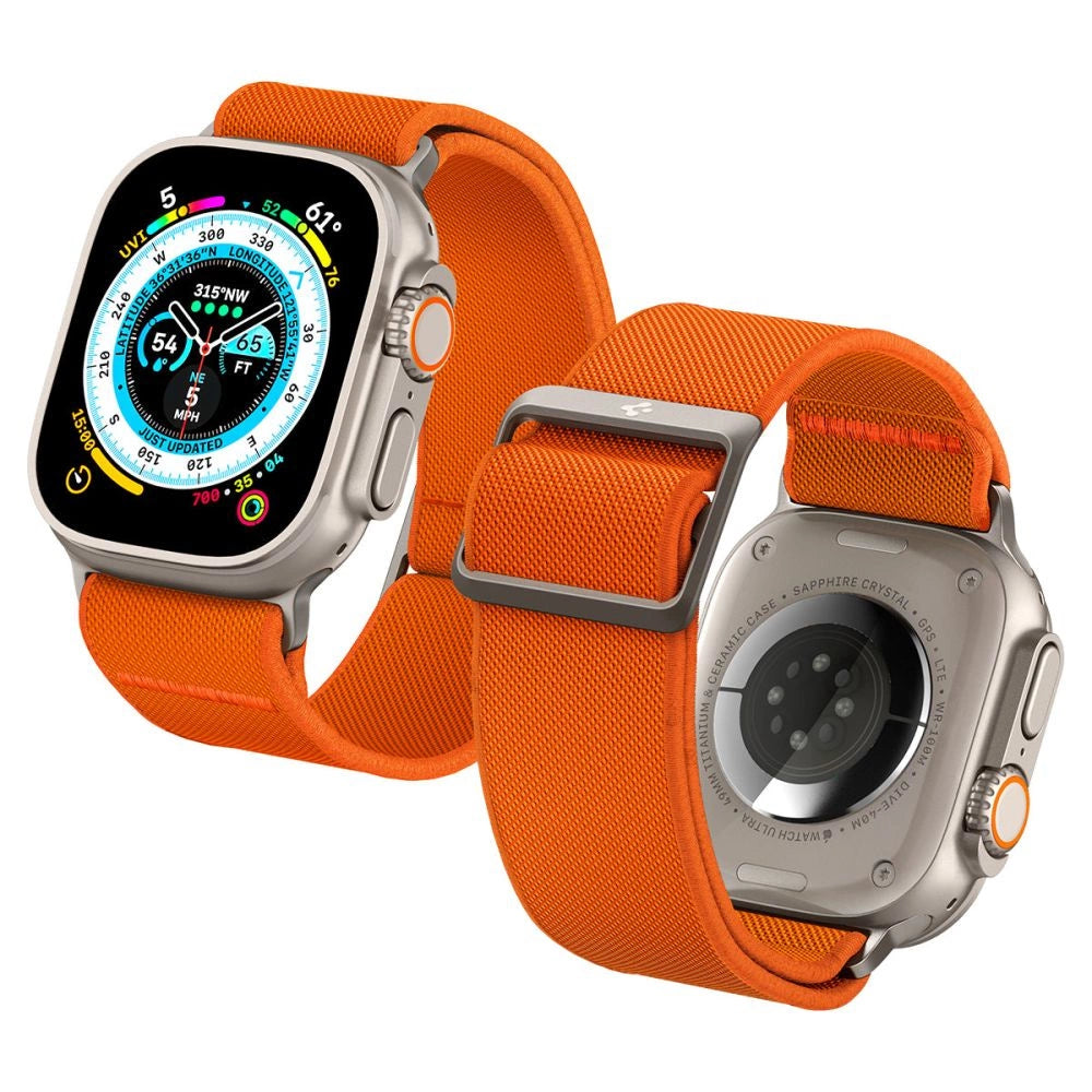 Spigen Fit Lite Ultra Strap til Apple Watch 4 / 5 / 6 / 7 / 8 / SE / Ultra (42/44/45/49 mm) - Orange