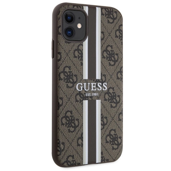 Guess GUHMN61P4RPSW iPhone 11 / Xr brown/brown hardcase 4G Printed Stripes MagSafe