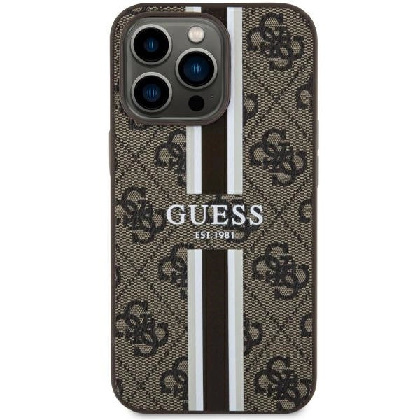 Guess GUHMP13LP4RPSW iPhone 13 Pro / 13 6.1" brown/brown hardcase 4G Printed Stripes MagSafe