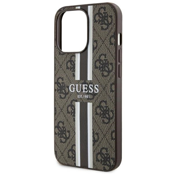 Guess GUHMP13LP4RPSW iPhone 13 Pro / 13 6.1" brown/brown hardcase 4G Printed Stripes MagSafe