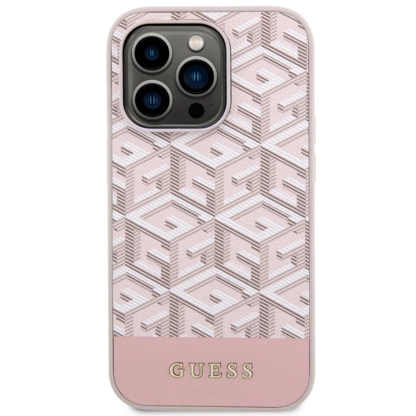 Guess GUHMP14LHGCFSEP iPhone 14 Pro 6.1" pink/pink hårdkasse GCube Stripes MagSafe