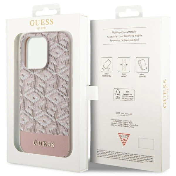 Guess GUHMP14LHGCFSEP iPhone 14 Pro 6.1" pink/pink hårdkasse GCube Stripes MagSafe
