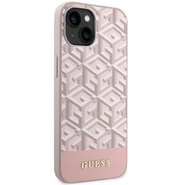 Guess GUHMP14MHGCFSEP iPhone 14 Plus 6.7" pink/pink hard case GCube Stripes MagSafe
