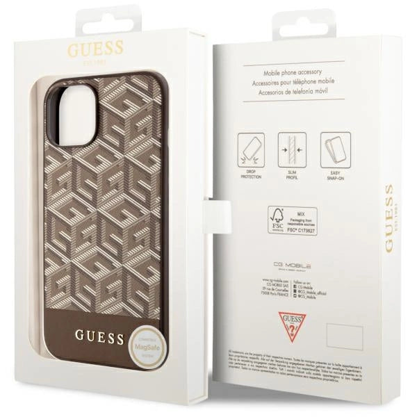 Guess GUHMP14MHGCFSEW iPhone 14 Plus 6.7" brown/brown hard case GCube Stripes MagSafe