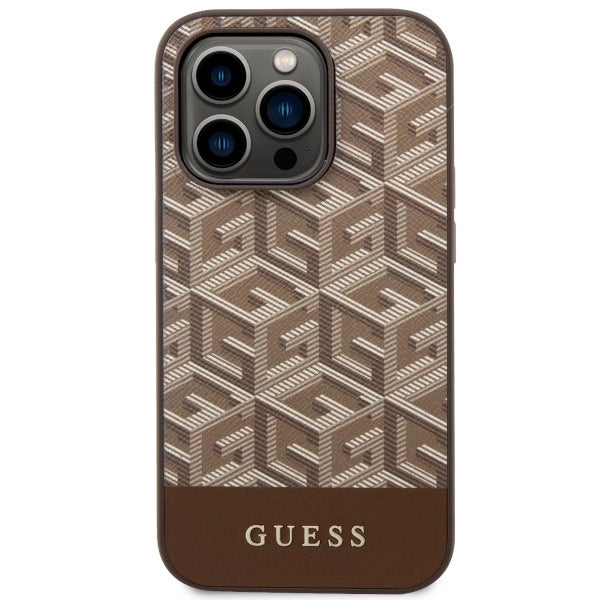 Guess GUHMP14XHGCFSEW iPhone 14 Pro Max 6,7" brun/brun hårdkasse GCube Stripes MagSafe