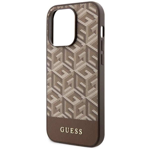 Guess GUHMP14XHGCFSEW iPhone 14 Pro Max 6,7" brun/brun hårdkasse GCube Stripes MagSafe