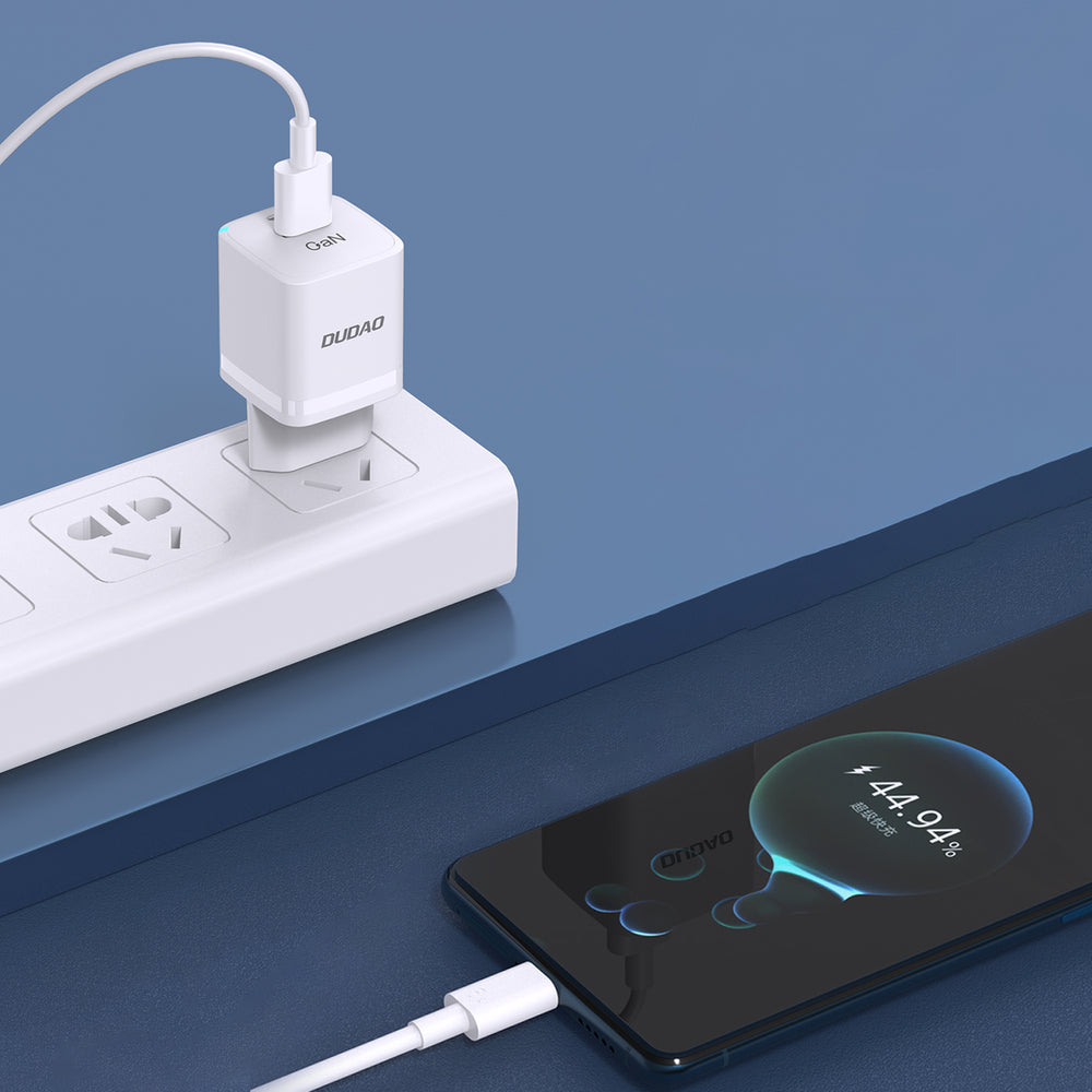 Vægladning GaN 33W PPS USB C/USB Dudao A13Pro - hvid