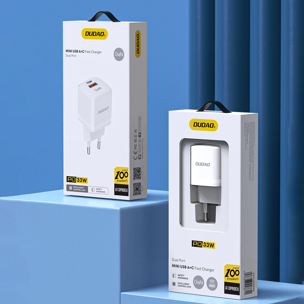 Vægladning GaN 33W PPS USB C/USB Dudao A13Pro - hvid