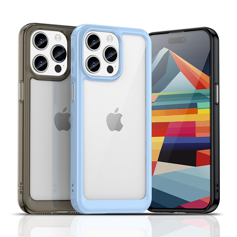 iPhone 15 Pro Outer Space forstærket kuffert med fleksibel ramme - sort