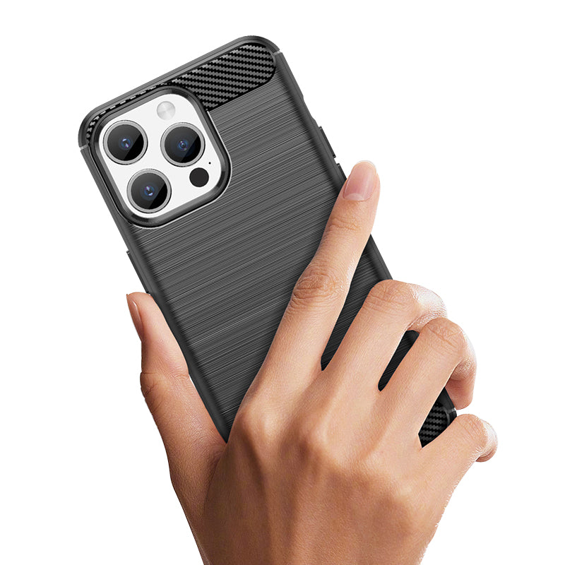 Fleksibelt carbonmønster til iPhone 15 Pro Carbon Case - blå