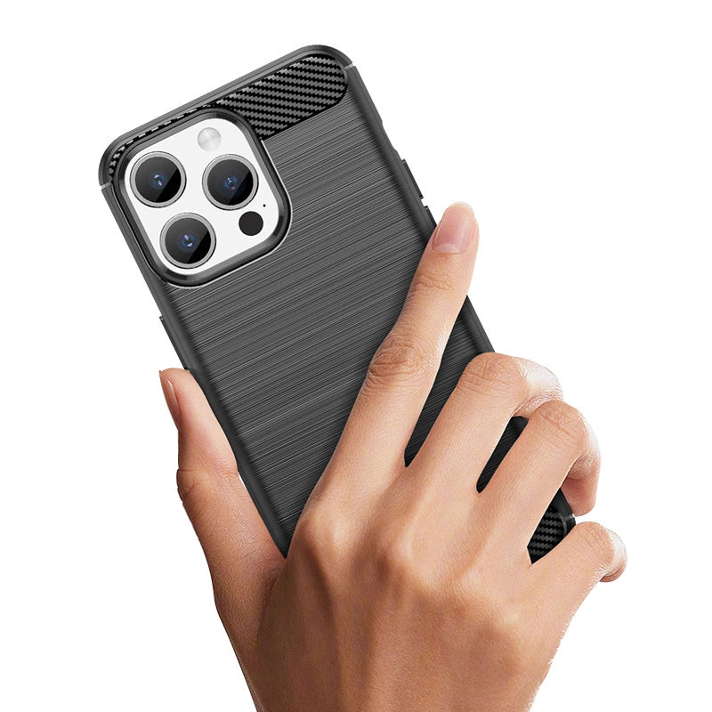 Fleksibel carbon mønster tilfælde for iPhone 15 Pro Carbon Case - blå