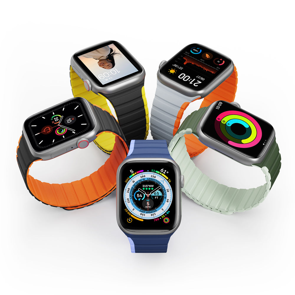 Magnetisk Apple Watch SE, 9, 8, 7, 6, 5, 4, 3, 2, 1 (41, 40, 38 mm) Dux Ducis Strap (LD Version) - sort og gul