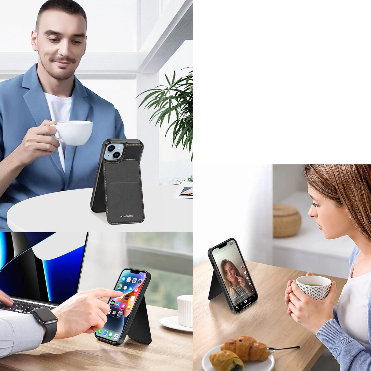 3in1 Wallet Case with Stand for iPhone 14 Plus MagSafe RFID Blocker Dux Ducis Rafi Mag - Black