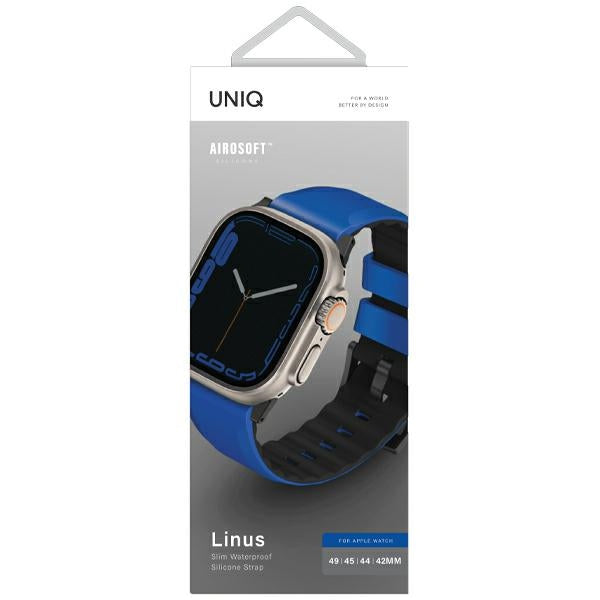 Uniq Linus Airosoft Silicone Strap til Apple Watch 1/2/3/4/5/6/7/8/SE/SE2/Ultra 42/44/45/49mm - Blå