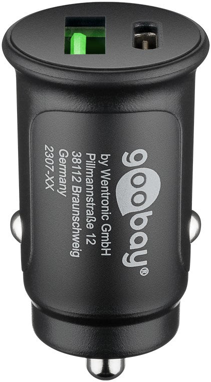 Goobay Dual-USB Auto Fast Charger USB-C™ PD 27W (12/24V) Bil oplader Sort