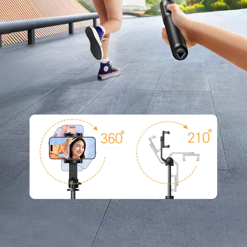 Selfie stick Ugreen LP586 teleskopisk stativ med Bluetooth fjernbetjening 1,5 m - sort