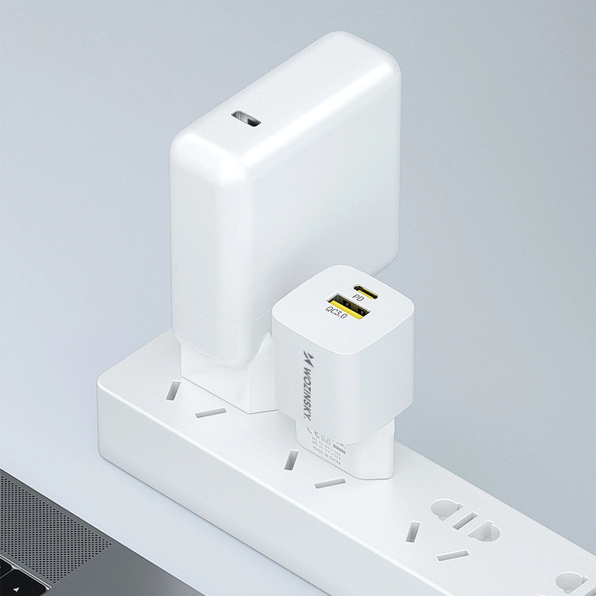 Wozinsky WWCEAC GaN USB-A USB-C 33W vægoplader - hvid