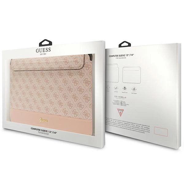 Guess 4G Stripe Metal Logo case for a 14" laptop - pink