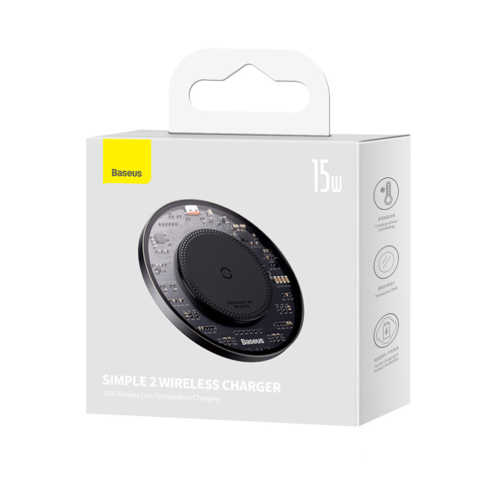 Baseus BS-W530 15W induction charger + USB C cable - USB C 24W 1m - black