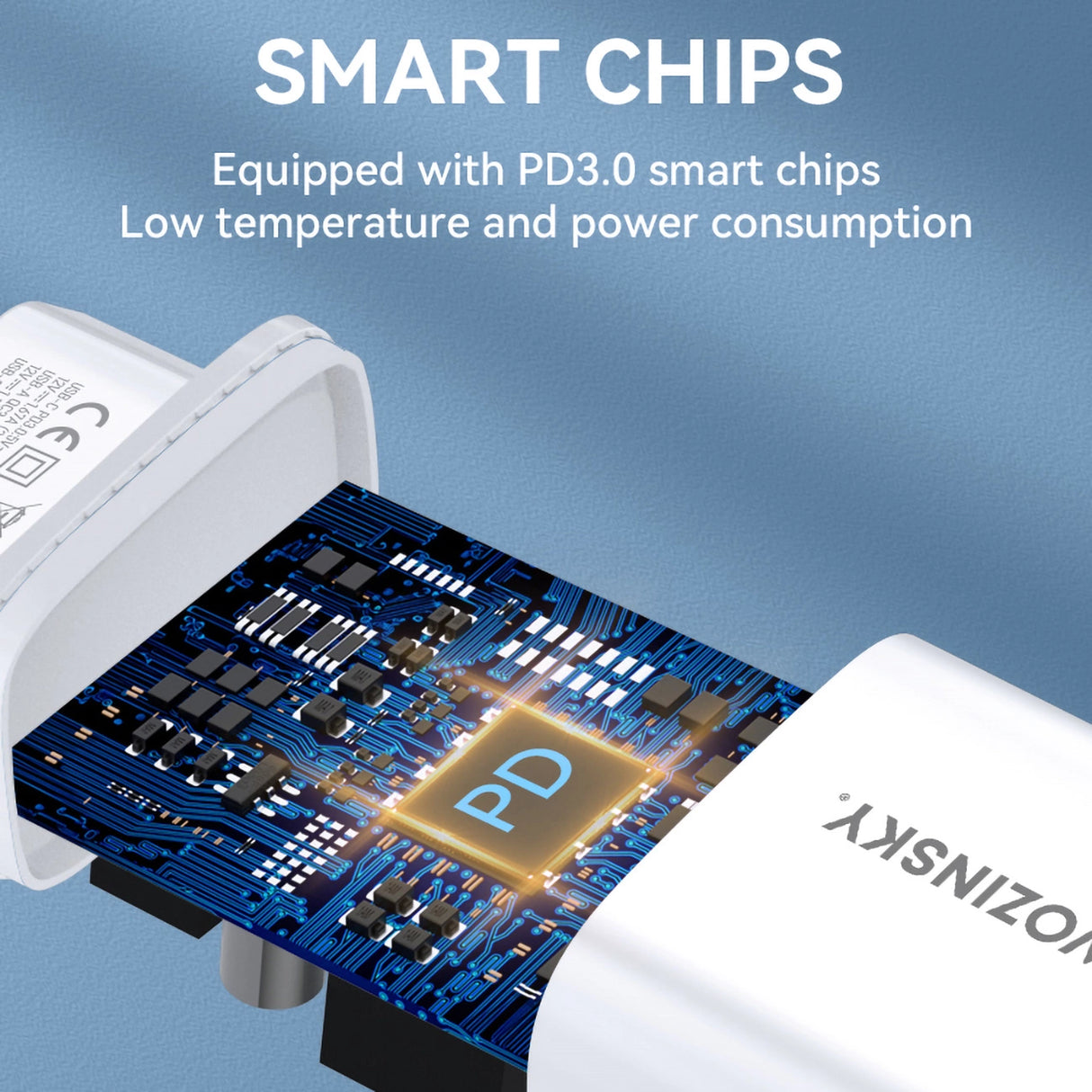 Wozinsky WGWCW USB-A USB-C 20W vægoplader - hvid