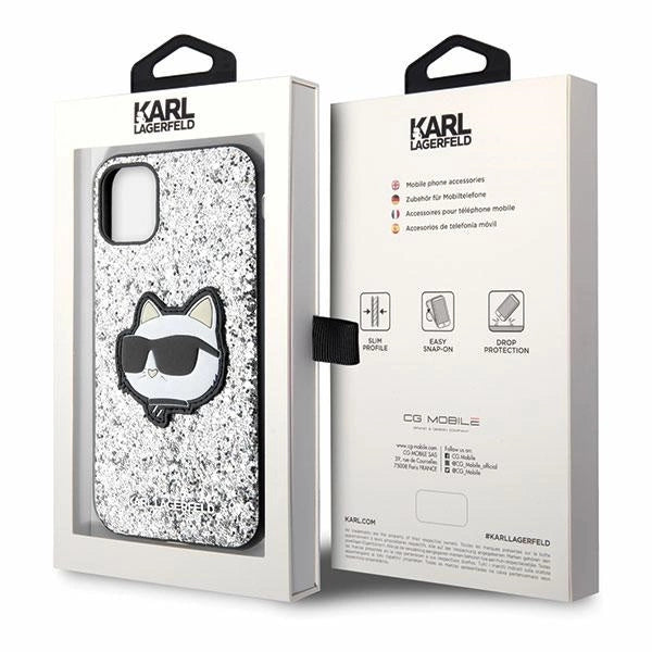 Karl Lagerfeld KLHCN61G2CPS iPhone 11 / Xr 6.1" silver/silver hardcase Glitter Choupette Patch