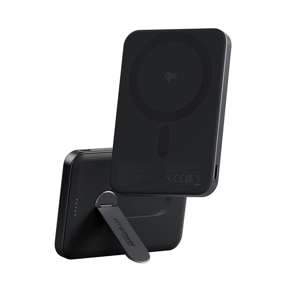 empower by PanzerGlass Powerbank m. Spin Stand trådløs opladning 5000mAh Space Black