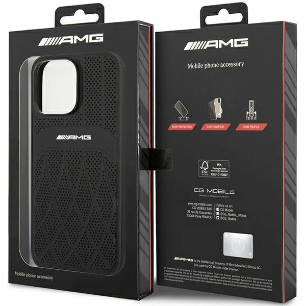 AMG AMHMP14XOSDBK iPhone 14 Pro Max 6.7" black/black hardcase Leather Curved Lines MagSafe