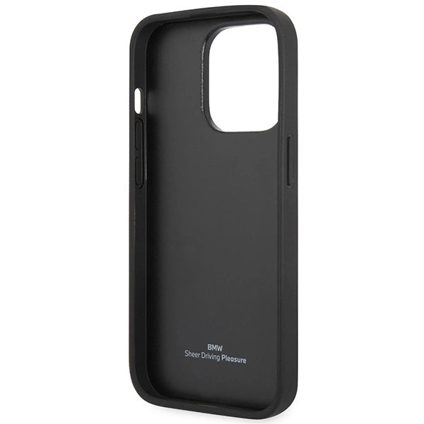 Case BMW BMHCP14X22RPSK iPhone 14 Pro Max 6,7" sort/sort Ledersæder mønster