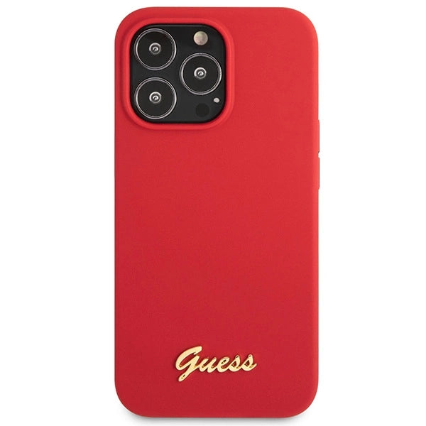 Guess GUHCP13XLSLMGRE iPhone 13 Pro Max 6.7" red/burgundy hard case Silicone Vintage Gold Logo