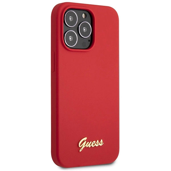 Guess GUHCP13XLSLMGRE iPhone 13 Pro Max 6.7" red/burgundy hard case Silicone Vintage Gold Logo