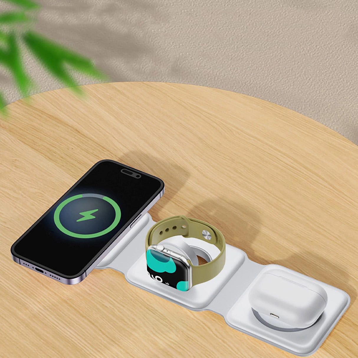 Dudao A11N 15W 3in1 induktiv oplader - hvid + USB-C / USB-C kabel