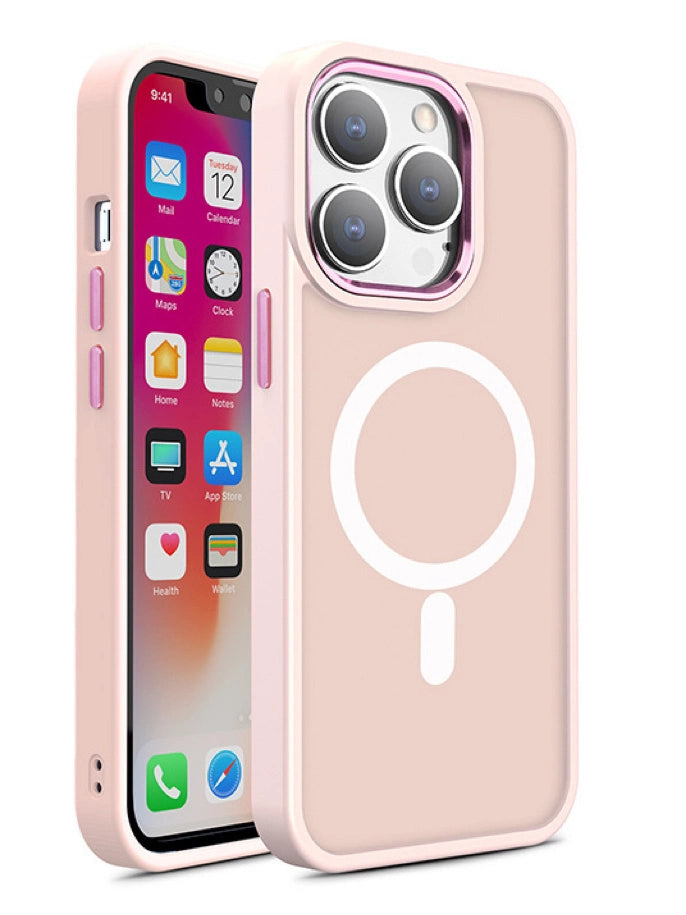 Magnetisk farve Matte Case til iPhone 15 Pro Max - pink
