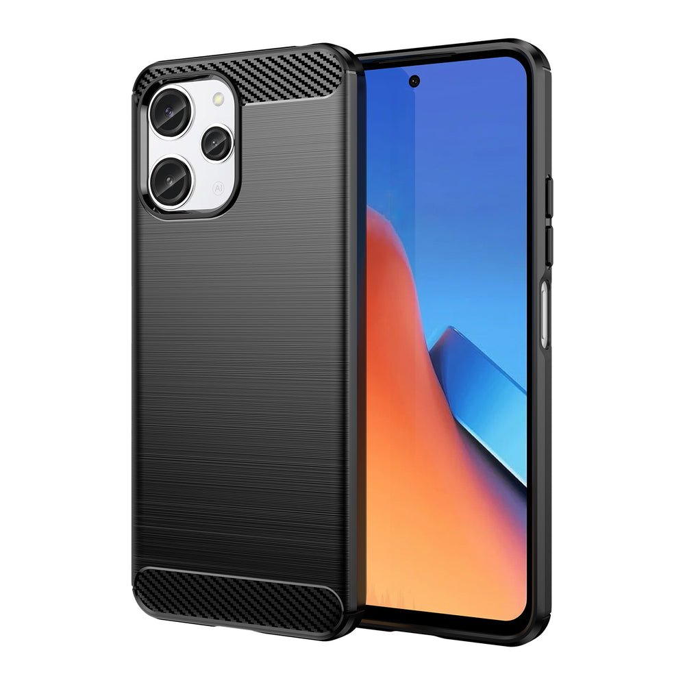 Fleksibelt carbonmønster for Xiaomi Redmi 12 Carbon Case - sort