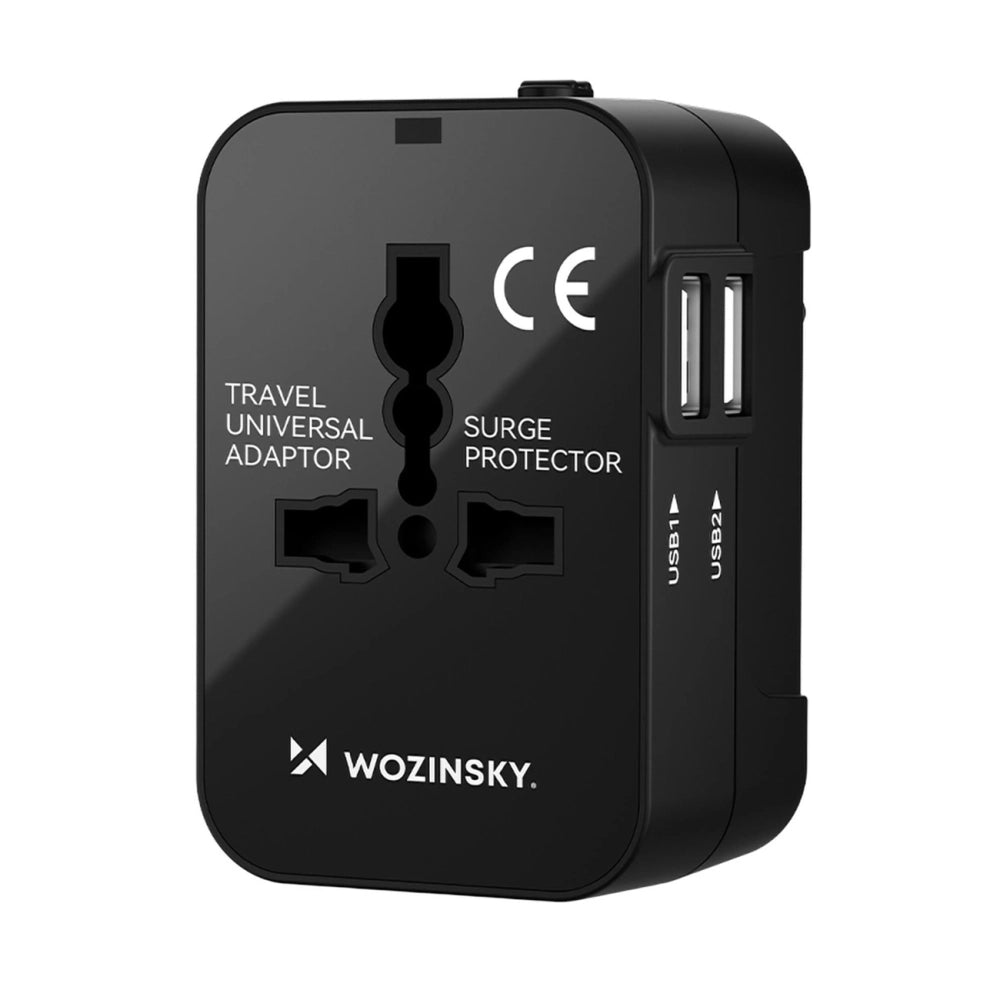 Wozinsky WUTWC rejseadapter universel 24W EU / US / AUS / UK / 2x USB-A - sort